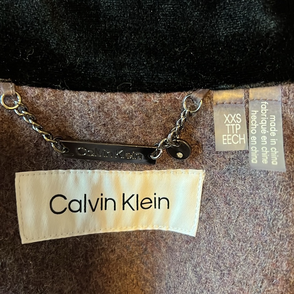 Calvin Klein Womens Angled Twill Fabric Wing Collar Coat - Picture 5 of 5